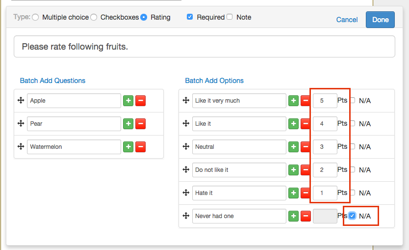 Matrix Rating Scales - SurveyPie - Free & easy to use online survey tool