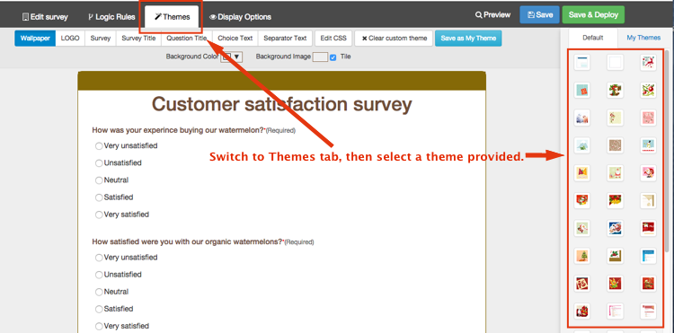 Pre-set themes - SurveyPie - Free & easy to use online survey tool